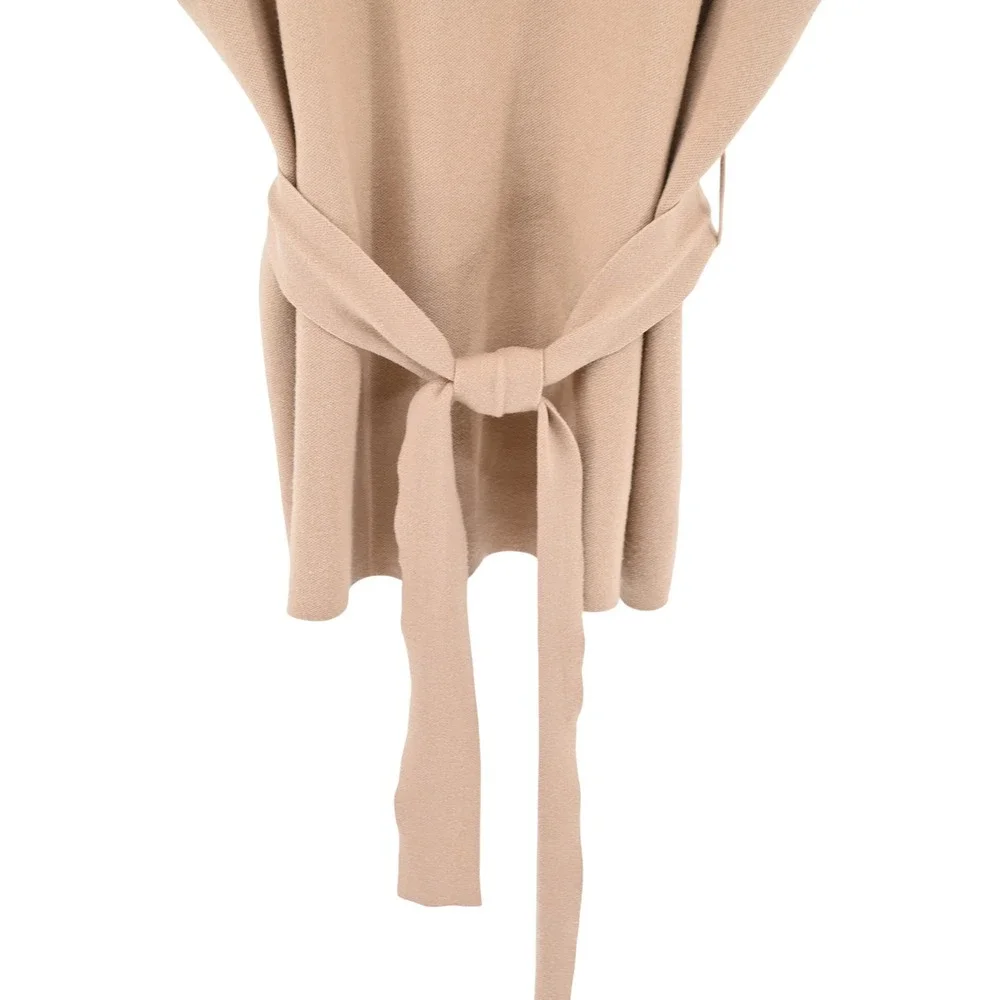 Maeve Anthropologie Belted Muscle Sweater Vest XL Tan Beige Knit Quiet Luxury
